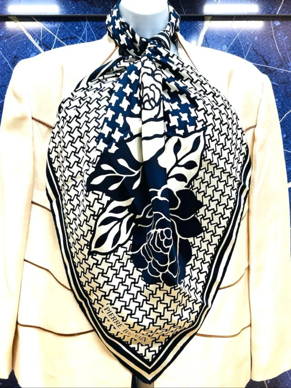 Vintage Pierre Balmain 100% silk scarf satin 30
